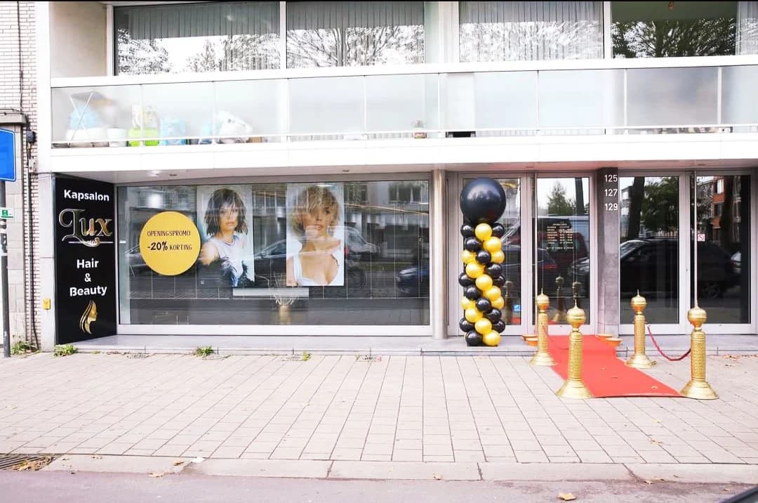 The exterior of Lux Hair salon