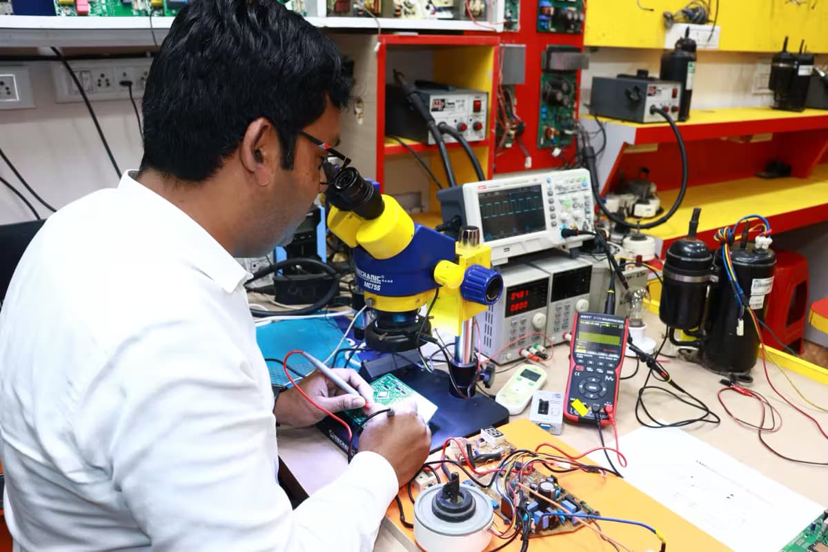 Liberal professional working with precision equipment in a laboratory